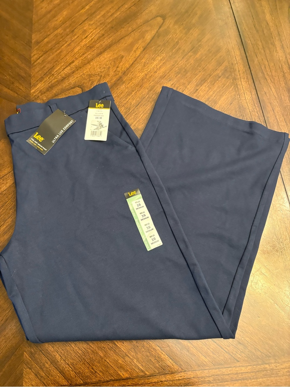 Lee Women's Ultra Lux Comfort Any Wear Wide Leg Pant Emperor Navy 16 New
